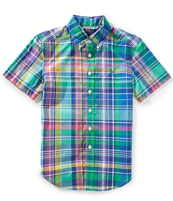 Polo Ralph Lauren Big Boys Short Sleeve Plaid Poplin Shirt