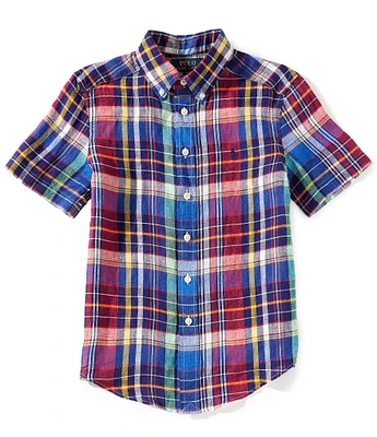 Polo Ralph Lauren Big Boys 8-20 Short Sleeve Plaid Linen Shirt
