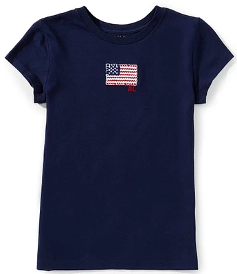Polo Ralph Lauren Big Girls 7-16 Flag Applique Cotton Jersey T-Shirt