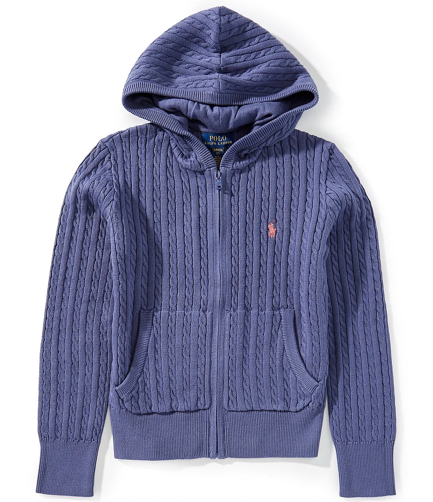 Polo Ralph Lauren Big Girls 7-16 Full-Zip Mini Cable Sweater