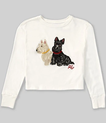 Polo Ralph Lauren Big Girls 7-16 Long-Sleeve Dog-Print Boxy Jersey T-Shirt