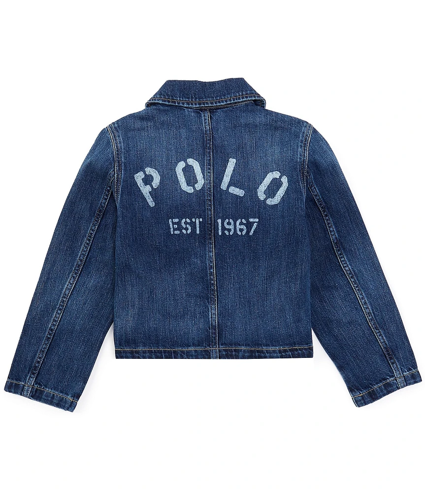 Polo Ralph Lauren Big Girls 7-16 Long Sleeve Logo Denim Boxy Jacket