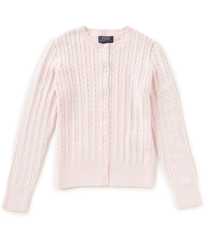 Polo Ralph Lauren Big Girls 7-16 Long-Sleeve Mini-Cable-Knit Button Front Cardigan