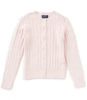 Polo Ralph Lauren Big Girls 7-16 Long-Sleeve Mini-Cable-Knit Button Front Cardigan