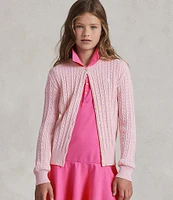 Polo Ralph Lauren Big Girls 7-16 Long-Sleeve Mini-Cable-Knit Button Front Cardigan