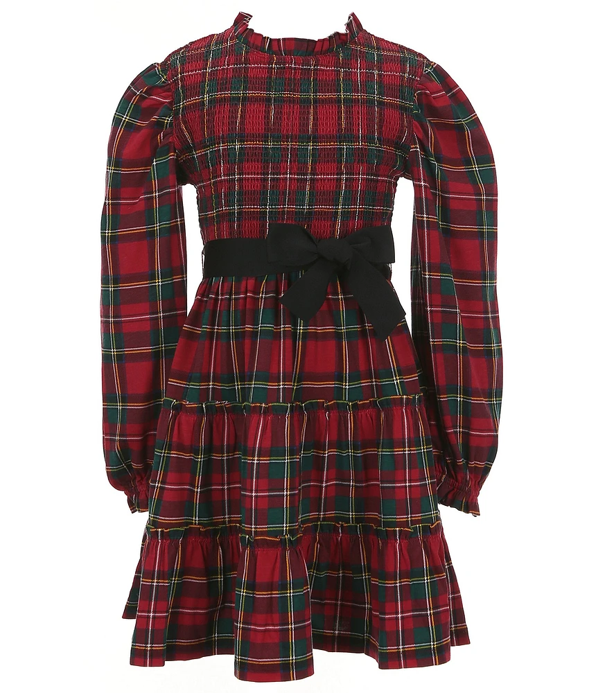 Polo Ralph Lauren Big Girls 7-16 Long sleeve Plaid Smocked Fit & Flare Dress