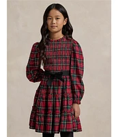 Polo Ralph Lauren Big Girls 7-16 Long sleeve Plaid Smocked Fit & Flare Dress