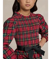 Polo Ralph Lauren Big Girls 7-16 Long sleeve Plaid Smocked Fit & Flare Dress