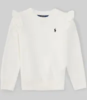 Polo Ralph Lauren Big Girls 7-16 Long Sleeve Ruffled Fleece Sweatshirt