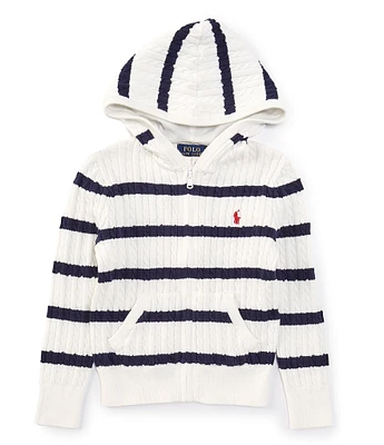 Polo Ralph Lauren Big Girls 7-16 Long Sleeve Striped Hooded Sweater