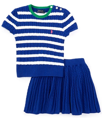 Polo Ralph Lauren Big Girls 7-16 Long-Sleeve Striped Sweater & Matching Skirt Set