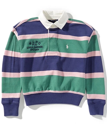 Polo Ralph Lauren Big Girls 7-16 Long-Sleeve Striped Terry Rugby Sweatshirt
