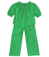 Polo Ralph Lauren Big Girls 7-16 Short Sleeve Floral Smocked Top & Matching Pant Set