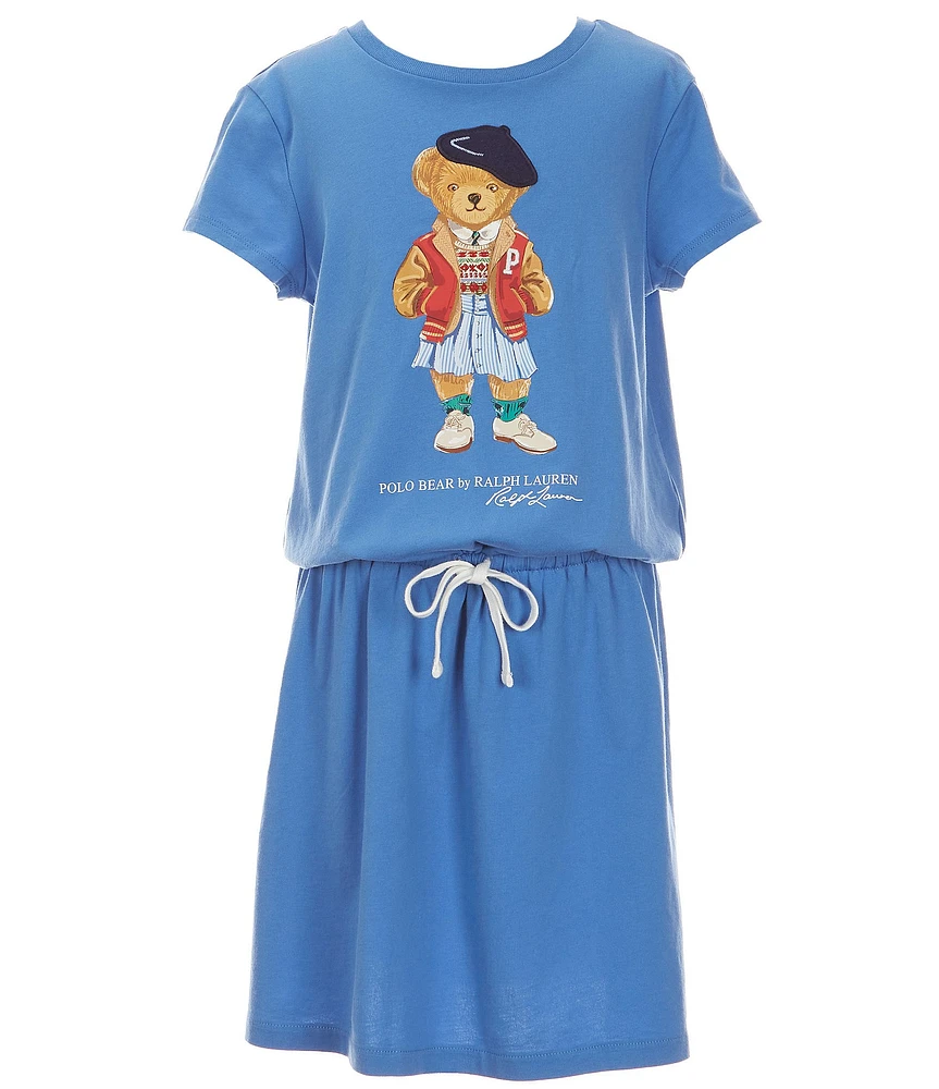 Polo Ralph Lauren Big Girls 7-16 Short Sleeve Polo Bear Drop-Waist Jersey Dress