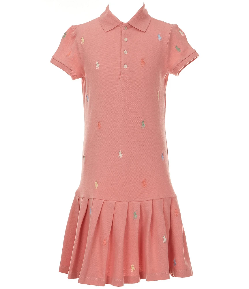 Polo Ralph Lauren Big Girls Short-Sleeve Polo Pony Stretch Mesh Drop-Waist Dress