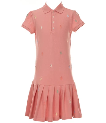 Polo Ralph Lauren Big Girls Short-Sleeve Polo Pony Stretch Mesh Drop-Waist Dress