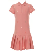 Polo Ralph Lauren Big Girls Short-Sleeve Polo Pony Stretch Mesh Drop-Waist Dress
