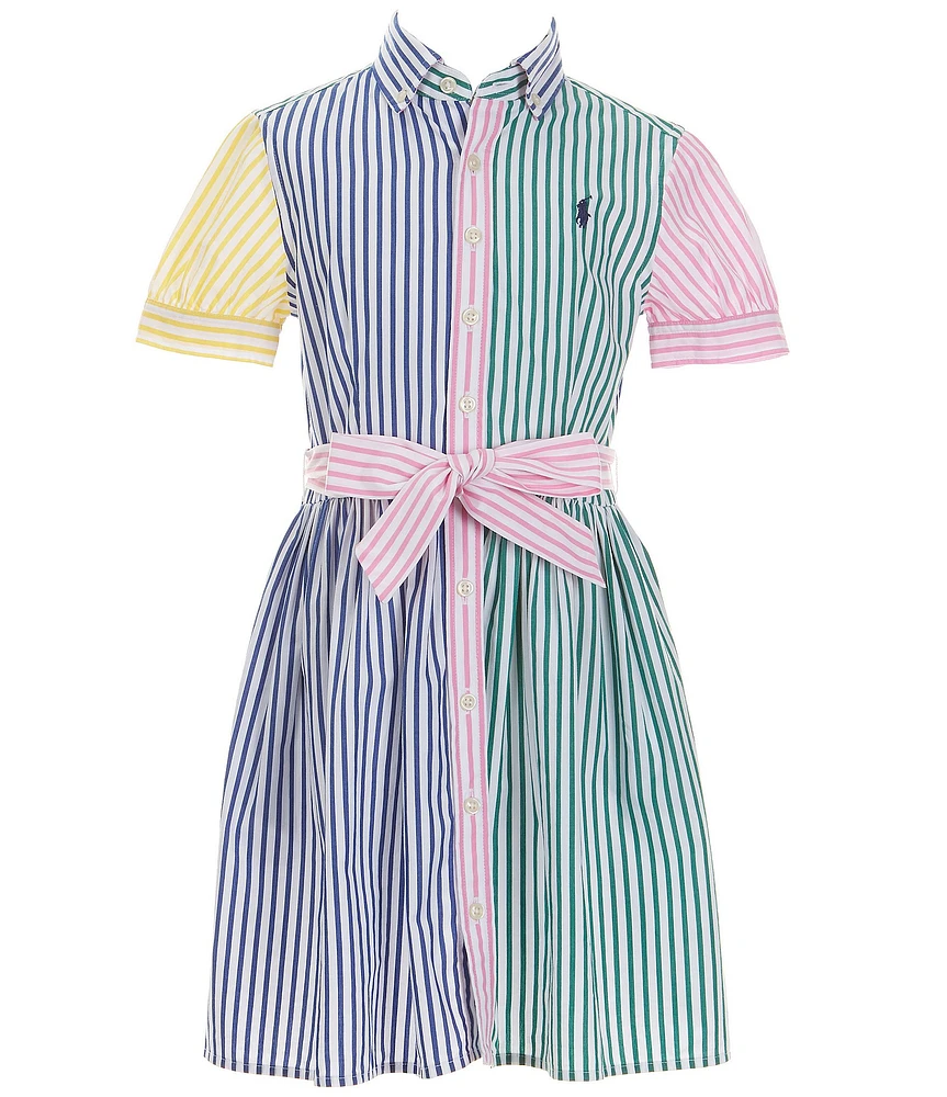 Polo Ralph Lauren Big Girls 7-16 Short Sleeve Striped Fun Shirtdress