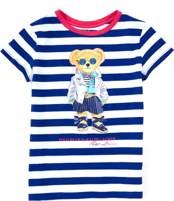 Polo Ralph Lauren Big Girls 7-16 Short-Sleeve Striped Polo Bear Jersey T-Shirt