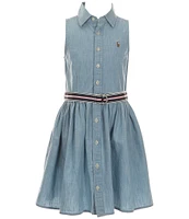 Polo Ralph Lauren Big Girls 7-16 Sleeveless Belted Chambray Shirtdress