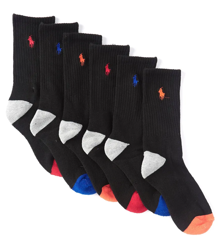 Polo Ralph Lauren Little/Big Boys 4-11 Athletic Crew Sock 6-Pack