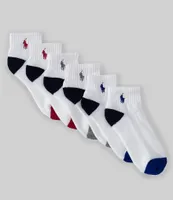 Polo Ralph Lauren Little/Big Boys 4-11 Quarter-Length Sport Socks 6-Pack