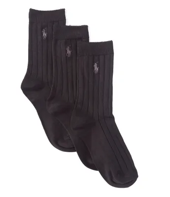 Polo Ralph Lauren Little/Big Boys 4-11 Super Soft Ribbed 3-Pack Dress Sock