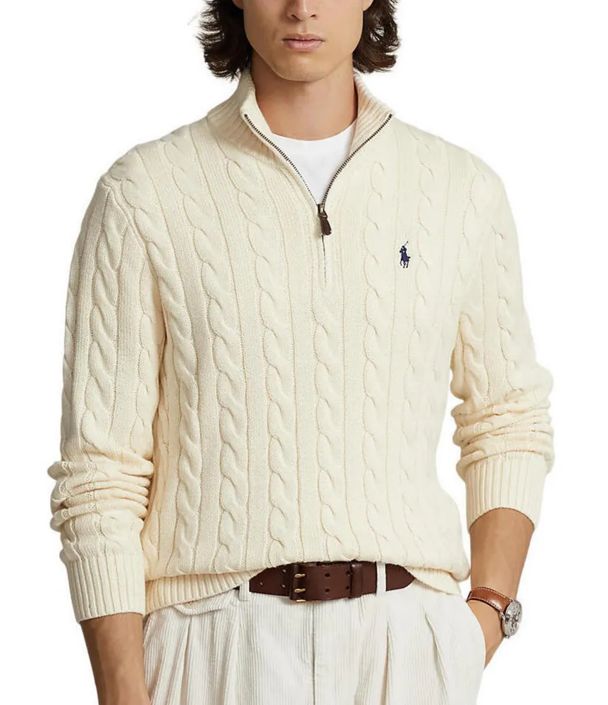 Polo Ralph Lauren Cable Knit Cotton Quarter-Zip Sweater