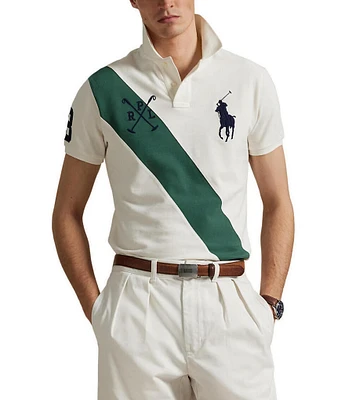 Polo Ralph Lauren Classic Fit Big Pony Diagonal Stripe Mesh Short Sleeve Polo Shirt