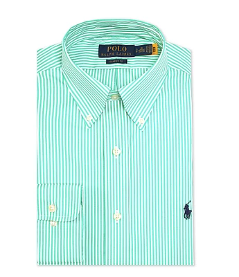 Polo Ralph Lauren Classic Fit Button Down Collar Striped Poplin Dress Shirt