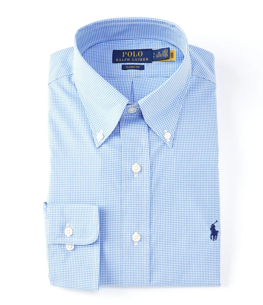 Polo Ralph Lauren Classic-Fit Button Down Collar Micro Grid Check Dress Shirt