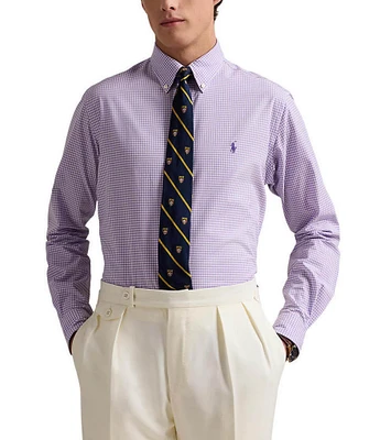 Polo Ralph Lauren Classic Fit Gingham Stretch Poplin Long Sleeve Woven Shirt