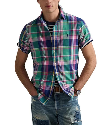 Polo Ralph Lauren Classic Fit Large Plaid Oxford Short Sleeve Woven Shirt