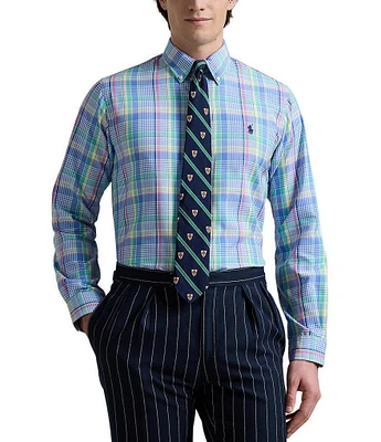 Polo Ralph Lauren Classic Fit Pastel Performance Stretch Oxford Medium Plaid Long Sleeve Woven Shirt