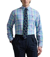 Polo Ralph Lauren Classic Fit Pastel Performance Stretch Oxford Medium Plaid Long Sleeve Woven Shirt