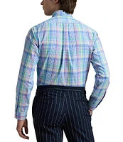 Polo Ralph Lauren Classic Fit Pastel Performance Stretch Oxford Medium Plaid Long Sleeve Woven Shirt