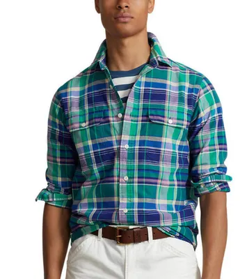 Polo Ralph Lauren Classic Fit Plaid Long Sleeve Oxford Woven Workshirt