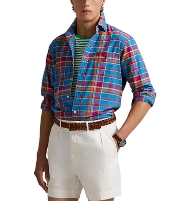 Polo Ralph Lauren Classic Fit Plaid Oxford Long Sleeve Woven Shirt