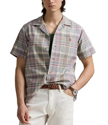 Polo Ralph Lauren Classic Fit Plaid Oxford Short Sleeve Woven Camp Shirt