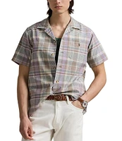 Polo Ralph Lauren Classic Fit Plaid Oxford Short Sleeve Woven Camp Shirt