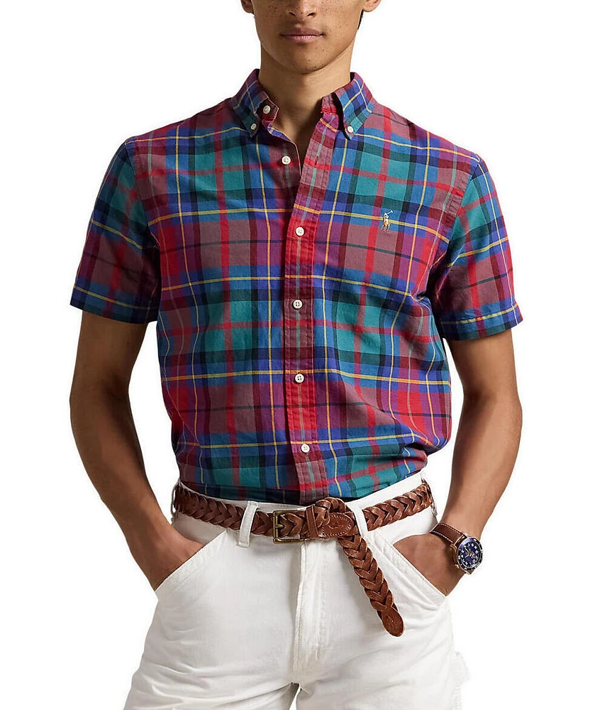 Polo Ralph Lauren Classic Fit Plaid Oxford Short Sleeve Woven Shirt