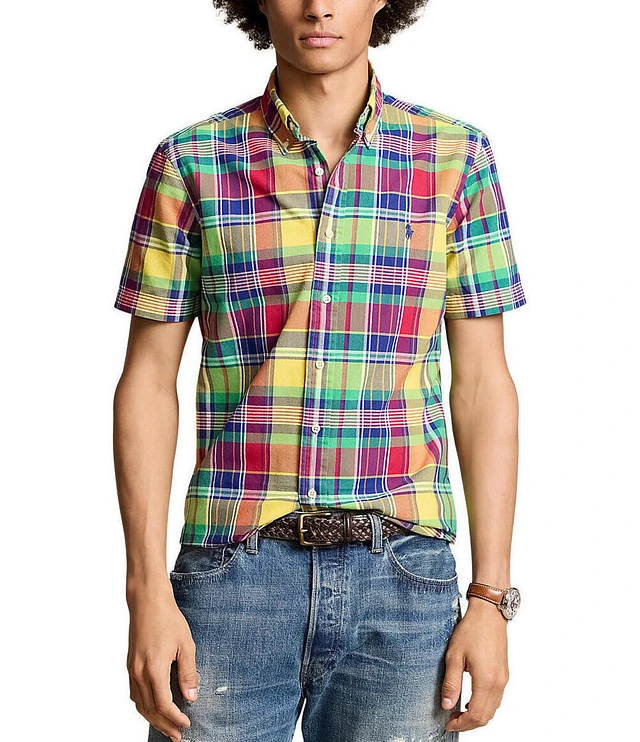 Polo Ralph Lauren Classic Fit Plaid Short Sleeve Oxford Shirt | Liberty Center Polo Ralph Lauren Classic Fit Plaid Short Sleeve Oxford Shirt | Liberty Center