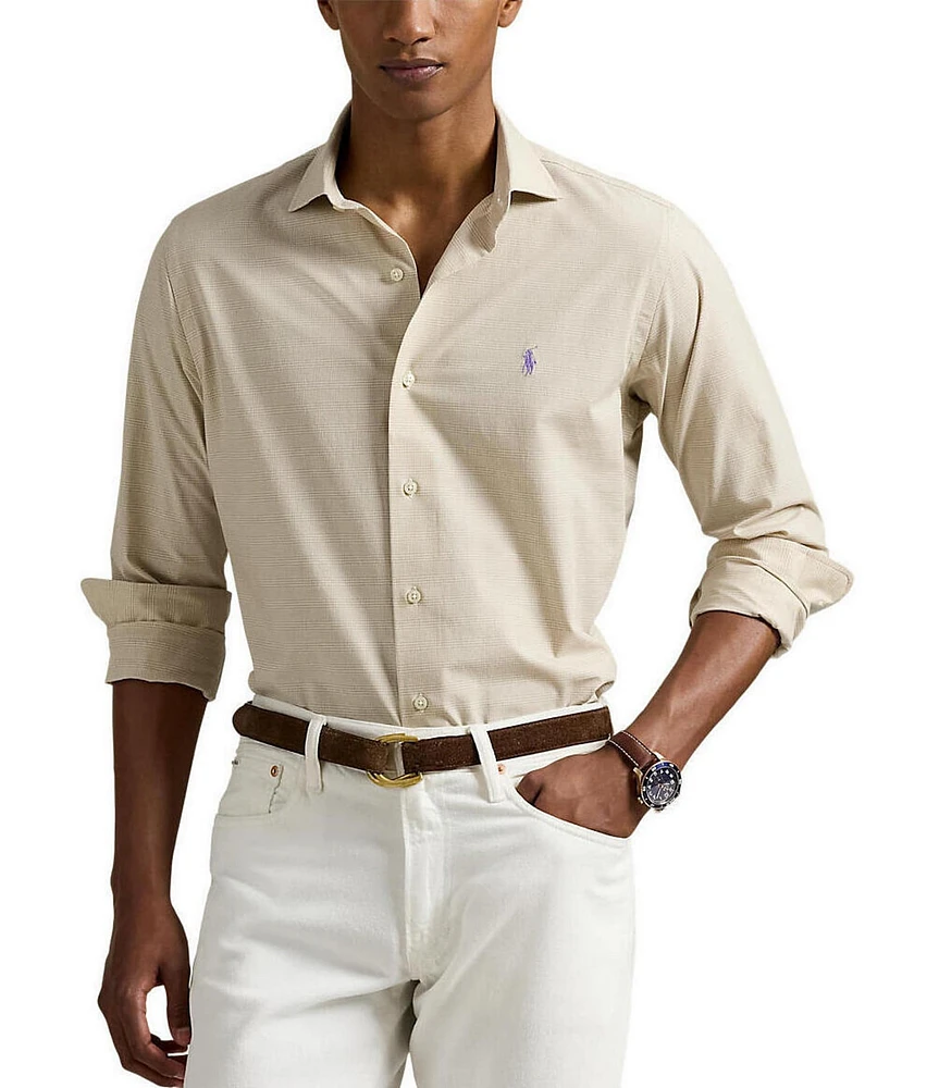 Polo Ralph Lauren Classic Fit Subtle Plaid Stretch Poplin Long Sleeve Woven Shirt
