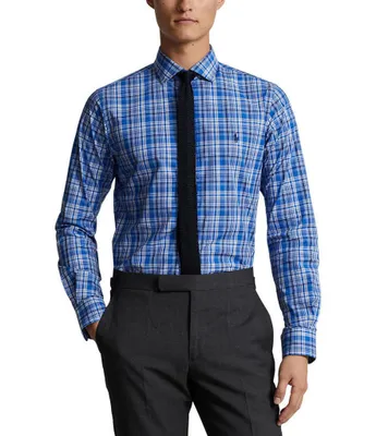 Polo Ralph Lauren Classic Fit Plaid Stretch Poplin Long Sleeve Woven Shirt