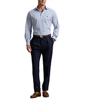 Polo Ralph Lauren Classic Fit Micro Plaid Stretch Poplin Long Sleeve Woven Shirt