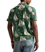 Polo Ralph Lauren Classic Fit Sailboat Oxford Short Sleeve Woven Camp Shirt