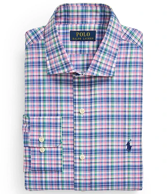 Polo Ralph Lauren Classic Fit Spread Collar Plaid Poplin Dress Shirt