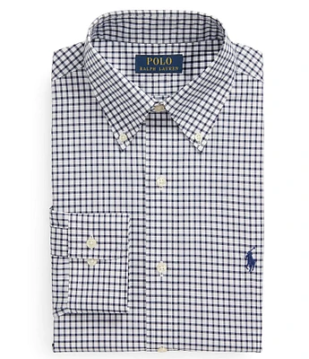 Polo Ralph Lauren Classic Fit Stretch Button-Down Collar Checked Poplin Dress Shirt