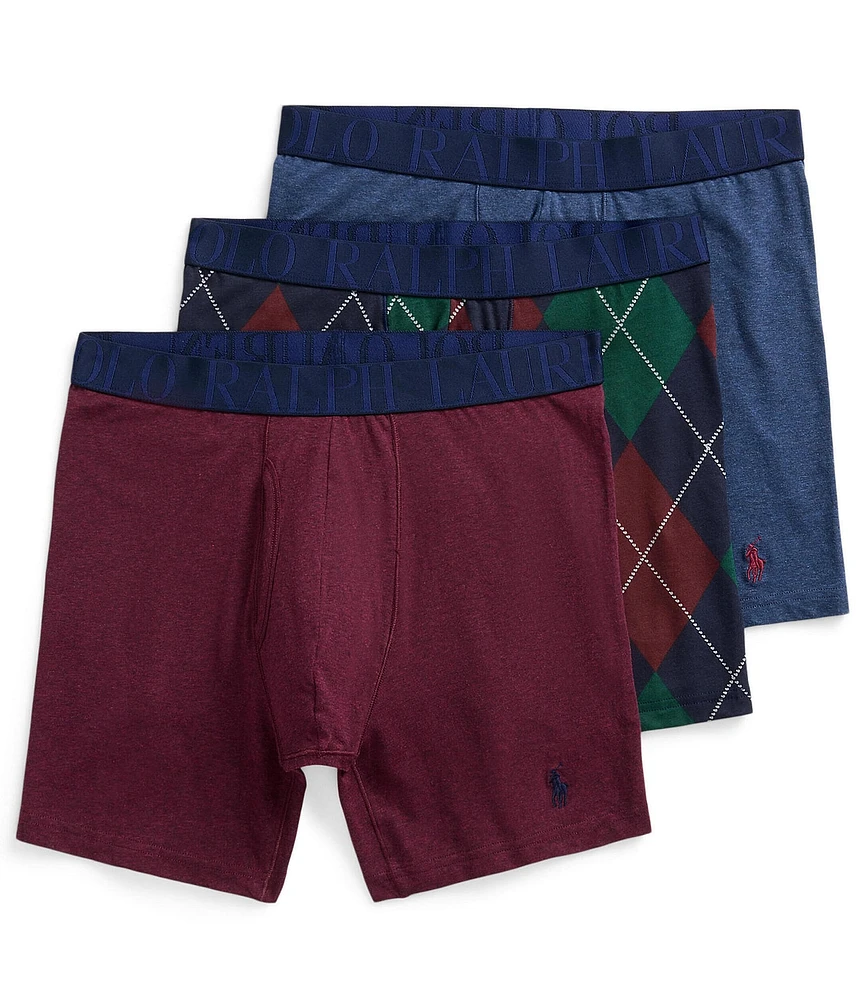 Polo Ralph Lauren Classic Fit Stretch Plaid/Solid Boxer Briefs 3-Pack