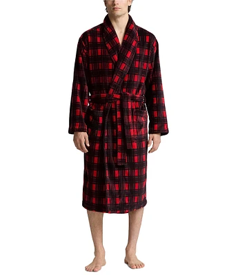 Polo Ralph Lauren Classic Plush Holiday Check Microfiber Robe